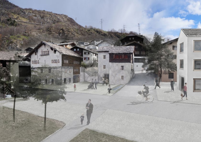 Visualisierung zukünftiger Dorfplatz